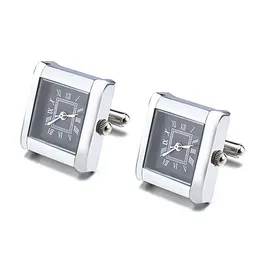 Mancuernas del reloj funcional de alta calidad cuadrada reloj real gemelos con reloj digital de la batería manguitos gemelos Relojes gemelos