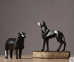 Kreatywny żywicy Pies i figurki owiec Vintage Statua Home Decor Crafts Room Dekoracja Obiekty Ozdoba Żywicy Figurki Zwierząt