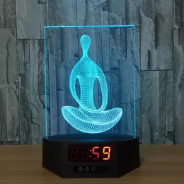 Yoga Models 3D Illusion Night Lights LED 7 Cambia colore Lampada da tavolo Home Decor # R42