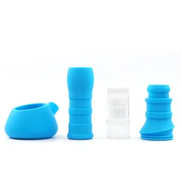 Narghilè base bicchiere bong in silicone tubi dell'acqua 3 vaschetta per filtro di filtrazione olio dab rig per fumare con ciotola di vetro