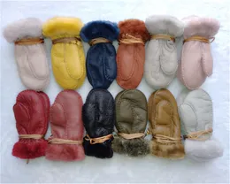 Бесплатная доставка - высокое качество новых детей теплые перчатки кожаные шерстяные перчатки гарантия качества для детей 1-3 лет