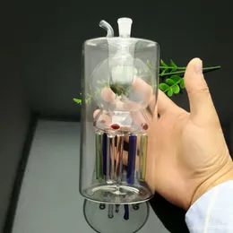 Garrafa de água de vidro com 7 garras, tubo de água bbong de titânio, moedor de unhas, borbulhadores de vidro para cachimbo de fumo, cores misturadas