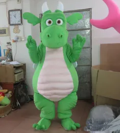 2018 Högkvalitativ Hot Green / Purple Dragon Mascot Kostym med vingar för vuxna att bära till salu