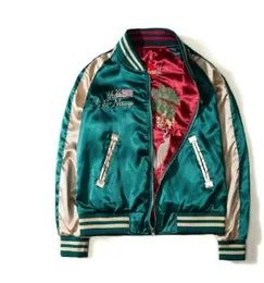 Bomber Estilo Japonês Jaquetas De Impressão Designer Mens Novos Tecidos De Cetim Gola Varsity Casaco Jaqueta De Ambos Os Lados Jaqueta De Beisebol Vestível 9G8N