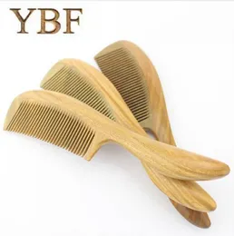 YBF Pure Handmade Casamento Colunas Presente Verde Sandalwood De Madeira Betangling Cabelo Pentes Escova Cabeleireiro Artesanato Tarak