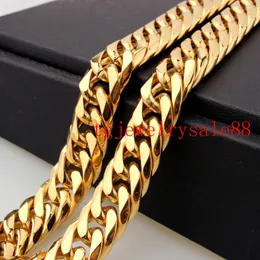 13mm largo oro top double curb cubano catena di collegamento cubano uomo braccialetto in acciaio inox o collana regalo 7-40 pollici