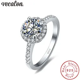 Vecalon Real 925 Sterling Silver Infinity Ring 5a Zircon CZ Diamon Engagement Bröllop Band Ringar för Kvinnor Bridesmaid Gift