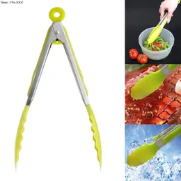 Kök Matlagning Sallad Servering BBQ Tongs Rostfritt Stål Handtag Utensil