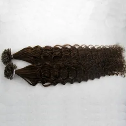ブラジルの深い巻き毛1g /鎖ネイルUチップ前結合ケラチン接着剤のレミー自然な人間の髪の伸び100strands本物の100％人間の髪