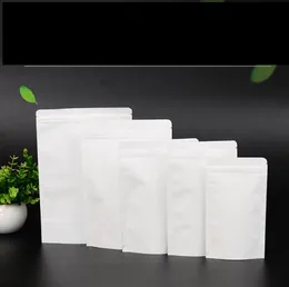 White Kraft paper bags food bags Aluminum foil lining packing bags stand up candy valve bag Storage zipper seal Bag