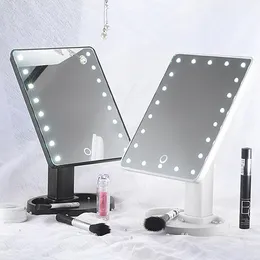 Verstellbarer, mit 16/22 LEDs beleuchteter Make-up-Spiegel mit Touchscreen, tragbar, Vergrößerungstisch, Tischlampe, Kosmetikspiegel, Make-up-Werkzeug