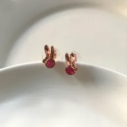 Fashion small stud earring pink and blue rhinestone rose gold color earrings/boucle d'oreille femme/brincos/ korean trendy earrings
