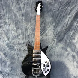 JohnLennon 325 Jetglo 6 String Black Electric Guitar Short Scale Length 527mm Bigs Tailpiece Gloss Paint Fretboard 3 Toaster Pickups