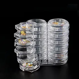 Nail Art Tools Powder Rhinestone Empty Storage Pot Box Case 6 Layer 12 Grid Removable Plastic Nail Art Organizer