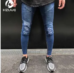 Hzijue män hip hop skinny motorcykel denim byxor dragkedja svart jeans mens pantalones vaqueros hombre casual jeans män