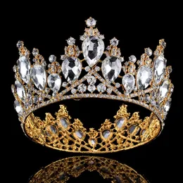 Coroa de noiva de luxo surper grandes cristais de strass coroas de casamento cristal real coroas acessórios para o cabelo festa tiaras barroco chique 241g