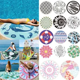 New hot sale Polyester fiber Quick drying No sand Beach towel Circular portable printed picnic beach towel T4H0268