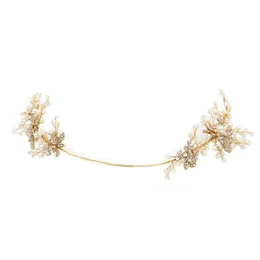 Romantische Gold Perle Braut Haarband Hochzeit Haarschmuck Kristalle Braut Haar Böhmischen Perlen Kopfschmuck Coronas de la boda CPA203E