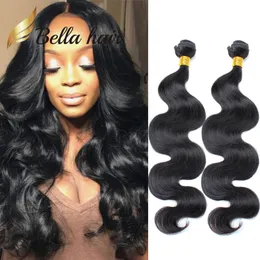 Bella Hair® 2 buntar för att sälja obearbetade brasilianska mänskliga hårförlängning 9a naturlig färgkroppsvåg vävar Julienchina