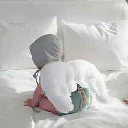 Bel cuscino bianco con ali d'angelo in puro cotone per bebè, simpatico cuscino per ali per bambini