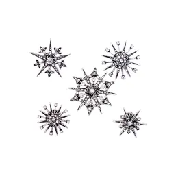 whole salefree shipping mixed 5pcs / lot fashion jewelry accessories vintage metal rhinestone star snowflake brooch