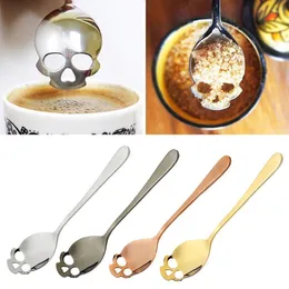 Sugar Skull Tea Spoon Suck Stainless Coffee Spoons Dessert Spoon Ice Cream Tableware Colher Kitchen Accessories GGA364 100PCS