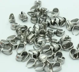 500pcs / lot toppkvalitet Rostfritt stål Hängsmycke Pinch Clip Clasp Hook Bail Connector V delar Smycken Resultat Tillbehör, Två storlekar Val