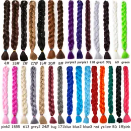 Cabelos sintéticos de trança de crochet tranças de cabelo uma peça 82 polegadas kanekalon fibra de fibra 165g / pedaço puro cor jumbo trança xpressão