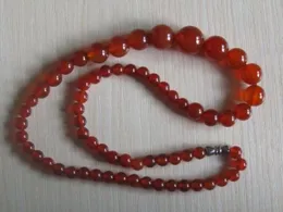 Chinese Nature Agate Jade Red Color Round Pearls Women's Necklace Pendants