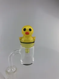 Pozostałe zestawy do palenia Super Cute Yellow Duck Glass Cap Top Hole Shi Ying Stick Paznokcie Matkirza Polerowane 14mm Staw