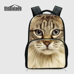 중학교 학생을위한 고양이 개 배낭 여자 배낭 17 인치 캔버스 품질 schoolbags bookbags 동물 bagpacks 어린이 daypacks 팩