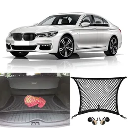 Para veículos BMW Série 7 Car Auto Preto Rear Tronco de carga de bagagem Organizador de armazenamento Nylon Plain Vertical Net Assento