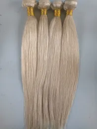 Бразильский Human Virgin RemyStraight волос Уток Blonde Необработанные Пледики Double DrawnHair Extensions 100г / комплект продукта