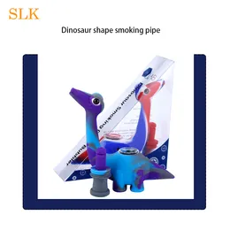 Dinosaur shape silicone smoking pipe with 1.4mm bowl glass oil burner pipe water bongs Dragon glass bong oil rig