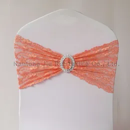 100pcs卸売ファッションオレンジ色のレースチェアバンド結婚式の装飾用サッシ