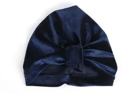 Mode Barn Turban Hat Front Knotted Velvet Hat Söt Kid Varm Vinter Head Wrap Cap Girl Boy Party Fancy Dress Hat