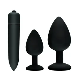 Geluge 3 SZTUK Wtyczki Anal Wibratory Silikonowe Kulki Butt Plug Dildo Wibrator Masażer Sex Secl Zabawki Dorosłych Seks SHOP S18101905