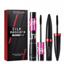 Black Silk Mascara Makeup Set Eyelash Extension Lengthening 3D Fiber Mascara Waterproof Cosmetics DHL free shipping