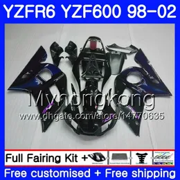 Ciało dla Yamaha Dark Blue Flames YZF R6 98 YZF600 YZFR6 98 99 00 01 02 230HM.14 YZF 600 YZF-R600 YZF-R6 1998 1999 2000 2001 2002 2002