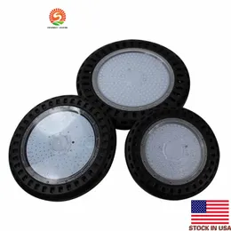 High Power Chip + MeanWell Driver 100W 150W 200W UFO LED High Bay Light 120lm W Super Bright Warehouse Exhibition Belysningslampa + Lager i USA