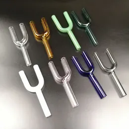 Il più nuovo tubo di vetro colorato Y doppio foro Molti colori Snuff Tubo facile da trasportare Design unico Usi multipli Tubo di fumo pulito