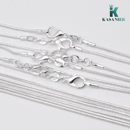 KASANIER 10 pcs Free shipping Wholesale fashion jewelry 925 silver jewelry necklace 1 mm snake chain necklace + 925 lobster clasps tag