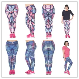 DHL FREE!! 10pcs/lot Leaf Further Leggings Women Printing Yoga Work Out Legging Stretchy Trousers Pluse size Leggings for Plump women