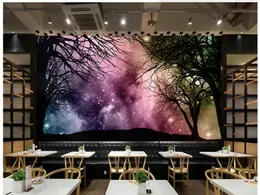 papel de parede 3D Custom Photo mural Wallpaper Retro abstract tree rich tree abstract starry sky stereo painting background wall home decor