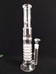 H:41CM D:6CM. Glass bong Handy Water Pipe 7 Layer 18mm Joint Glass Bowl Portable,Colorful glass honeycomb filter,