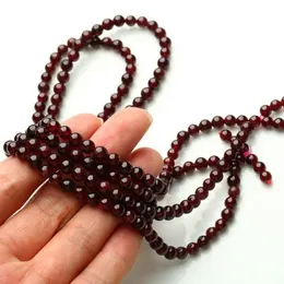 20 tum 5mm handvävda naturliga burgundy granat pärlor armband 108