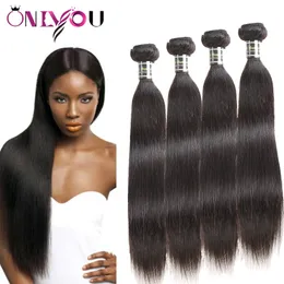 Onlyouhair Peruanska Remy Hårbuntar Rakt människohår väver Billigt 8a Brazilian Virgin Hair Extensions Rakt 4 Bundles Fabrikserbjudande