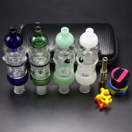 NC021 Комплект для курящих плюс стеклянные фильтры с 14-миллиметровым соединением GR2 Ti-Tip Quartz Banger Nails Dab Rig Mini Glass Water Pipe