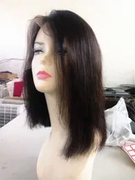 Brasilianische menschliche Jungfrau Remy Bob Lace Front Perücken mit glattem Haar, unverarbeitete Baby-Soft-Extensions, natürliche schwarze Farbe