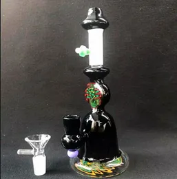 22cm Black Glass Bongs Joint Size 14.4mm Zwei Fuction Recycler Oil Rigs Glasbong Kostenlose Lieferung ab Lager billig Rauchen Wasserpfeifen